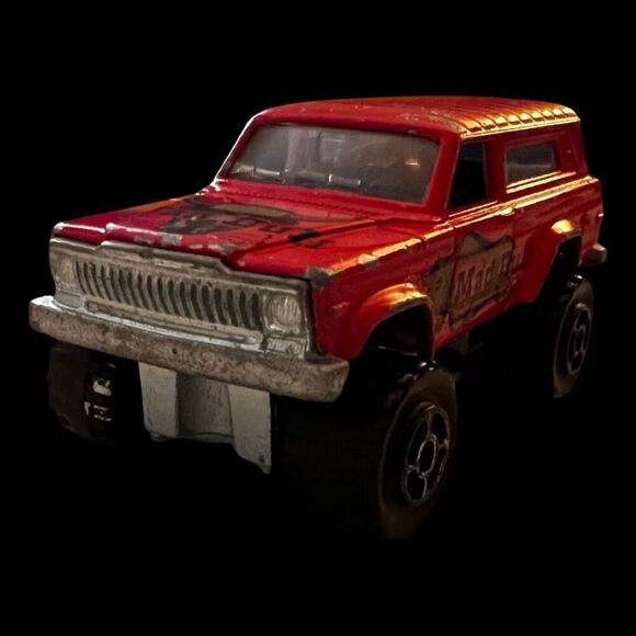 VINTAGE Majorette #236 Red Jeep Cherokee 4x4 Mad Bull - Picture 1 of 6
